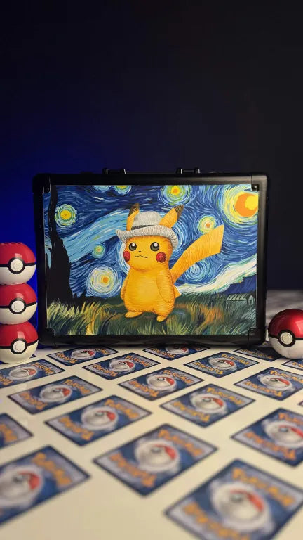 Pikachu with Grey Felt Hat | Van Gogh Art | Pokemon Slab Suitcase