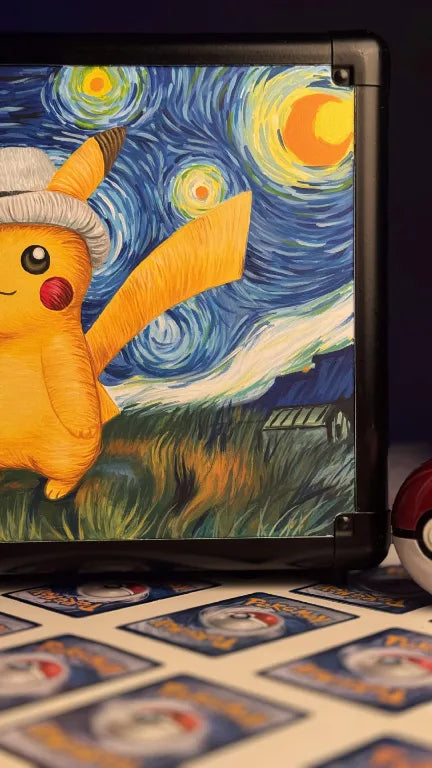 Pikachu with Grey Felt Hat | Van Gogh Art | Pokemon Slab Suitcase