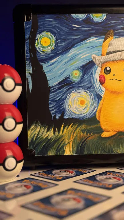 Pikachu with Grey Felt Hat | Van Gogh Art | Pokemon Slab Suitcase
